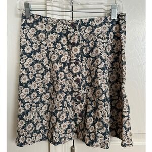 Vintage 90s Express Floral Button Front Mini Skirt Rayon Size 7/8 Cottagecore M